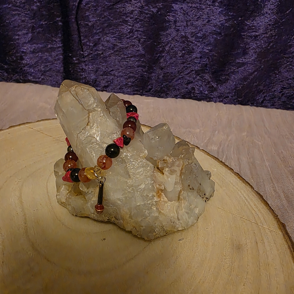 Vibrant Red and Orange Beaded Bracelet